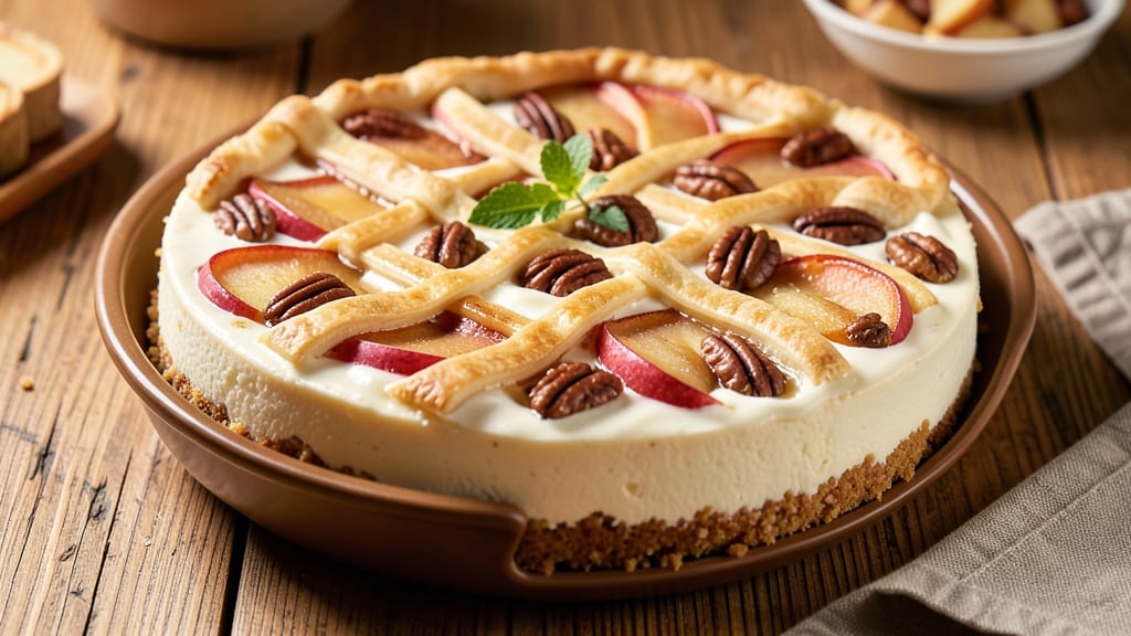 Apple Pecan Pie Cheesecake Recipe: Crunchy Topping Meets Creamy Swirls