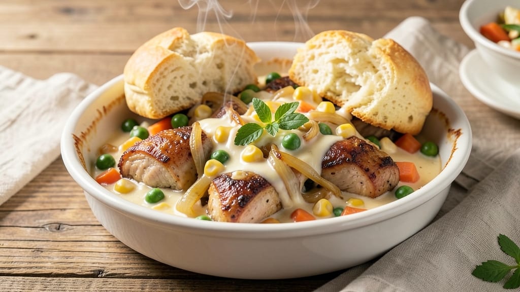 Instant Pot Chicken Pot Pie Recipe With Biscuits: One-Pot Creamy Gravy and Flaky Top
