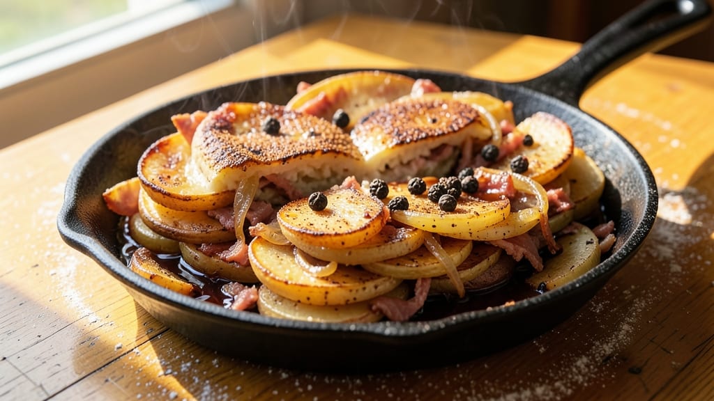 Acadian Rappie Pie Recipe: Spiced Rum-Infused Filling with Crusty Top