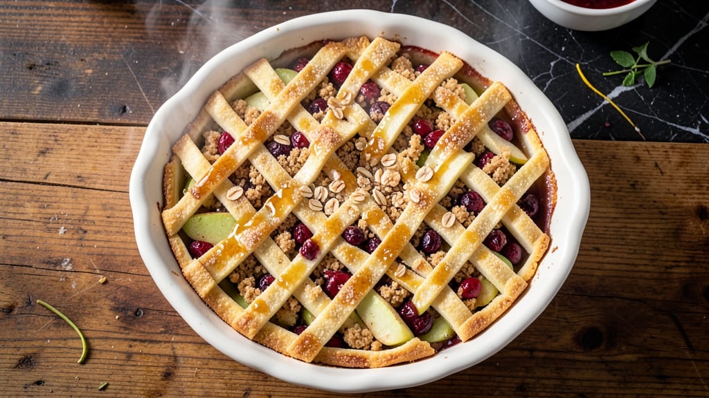 Apple Cranberry Crumble Pie Recipe: Tart-Sweet Fruit Hugged by Buttery Oat Streusel