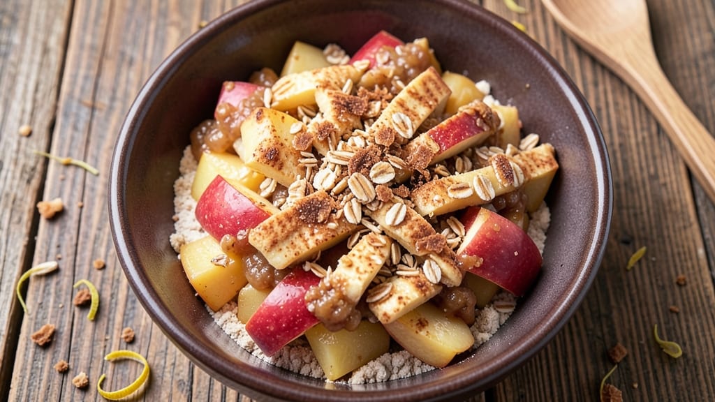 Apple Crisp Recipe With Apple Pie Filling and Oats: Spiced Streusel Crunch Over Melty Vanilla Filling